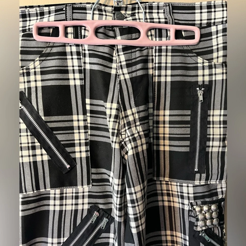Tiger of London 32”x32” black and white plaid zip bondage pants. - Picture 4 of 10